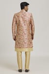 Shop_Adara Khan_Multi Color Art Silk Printed Floral Persian Jacket Kurta Set_at_Aza_Fashions