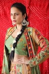 Shop_Shachi Sood_Green Dupion Silk And Embroidery Floral Jacket Open Pant Set _at_Aza_Fashions