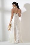 Shop_AMRTA by GUNEET KONDAL_Ivory Shell 100% Viscose Pattern Floral Halter Tiered Maxi Dress _at_Aza_Fashions