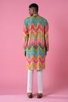 Shop_Siddhartha Bansal_Multi Color Cotton, Chanderi Cubic Chevron Print Kurta Set _at_Aza_Fashions