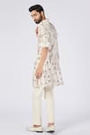 Shop_S&N by Shantnu Nikhil_Off White Silk Twill Printed Jewel Patterns Slim Fit Kurta _at_Aza_Fashions