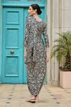 KARAJ JAIPUR_Black Gazi Silk Floral Round Pre-draped Saree With Blouse _Online_at_Aza_Fashions