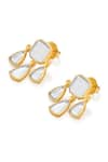 Shop_ISHARYA_Gold Plated Mirrors Seher Statement Studs _at_Aza_Fashions