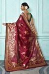 Shop_Nazaakat by Samara Singh_Magenta Cotton Silk Woven Birds Pattern Saree With Running Blouse_at_Aza_Fashions