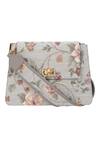 Shop_The Leather Garden_Grey Floral Pattern Heather Jacquard Shoulder Bag _at_Aza_Fashions