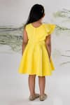 Shop_Lil Angels_Yellow Scuba Embroidered Sequins Dress With Butterflies _at_Aza_Fashions