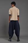 Shop_Mati_Beige 100% Cotton Plain Overlap Shirt And Baggy Pant Set _at_Aza_Fashions