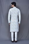 Shop_Adara Khan_Blue Kurta: Cotton Embroidered Geometric Pattern And Pant Set For Men_at_Aza_Fashions