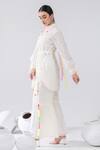 Shop_Kacha Tanka_Ivory Cotton Voile Embroidery Pom Comtesses Scattered Thread Shirt And Pant Set _at_Aza_Fashions