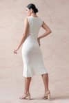 Shop_Thetaa_White Cotton Solid Cover-up Shawl Collar Bodycon Dress With _at_Aza_Fashions