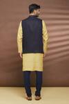 Shop_Linen Bloom_Blue 100% Linen Thread Work Horse Motif Embroidered Bundi _at_Aza_Fashions