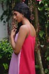 Shop_Vanaras_Pink Organic Cotton V Neck Nila Reversible Slip Dress  _at_Aza_Fashions