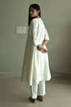 Shop_Shorshe Clothing_Ivory Kurta Banarasi Jacquard Woven Thread Notched Jaya And Pant Set _at_Aza_Fashions