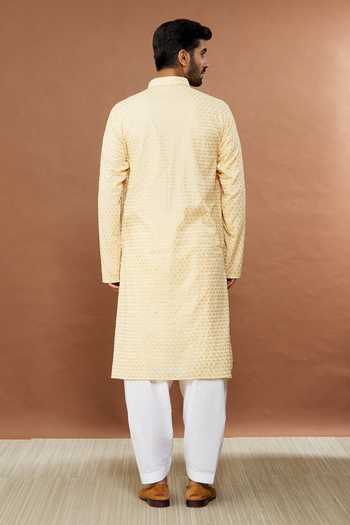 Shop_Aham-Vayam_Beige , Satin Sequins Floral Embroidered Kurta And Patiala Set _at_Aza_Fashions