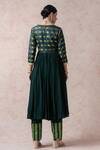 Shop_Thetaa_Green Polyester, Viscose, Satin, Silk Embroidery, Woven Anarkali Pant Set _at_Aza_Fashions