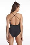 Shop_Kai Resortwear_Black V Neck Waist Cutout Swimsuit  _at_Aza_Fashions