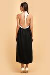 Shop_LABEL IVISH_Black Pure Silk Charmeuse Satin Plain Halter Neck Tent Dress  _at_Aza_Fashions