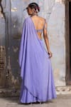 Nitika Gujral_Purple Saree Georgette And Blouse Net Embroidered Resham Lilac Draped & Bustier _Online_at_Aza_Fashions
