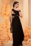 Shop_Adi By Aditya Khandelwl_Black Georgette Embroidery One Shoulder Draped Asymmetric Gown _at_Aza_Fashions