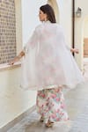Shop_Palak & Mehak_Off White Organza, Crepe Gota Patti, Aravali Garden Print Kurta Set With Cape _at_Aza_Fashions