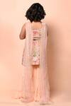 Shop_Priyanka Jain_Peach Chanderi, Georgette, Organza Sequins, Mughal Print Kurta Sharara Set _at_Aza_Fashions
