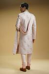 Shop_Kommal Sood_Pink Dupion Silk Embroidery Paisley Floral And Sherwani Set  _at_Aza_Fashions