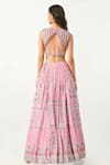 Shop_Moledro_Pink Blouse Zari Chanderi Brocade, Cape Organza, Miya Embroidered Set _at_Aza_Fashions