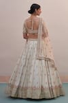 Shop_Angad Singh_Ivory Raw Silk Embroidery Zardozi Leaf Neck Floral Bridal Lehenga Set _at_Aza_Fashions