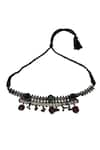 Buy_Arnimaa_Silver Plated Stones Geometric Engraved Choker Necklace _at_Aza_Fashions