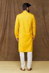 Shop_Samyukta Singhania_Yellow Kurta: Linen Cotton Plain Bright Straight Set For Men_at_Aza_Fashions