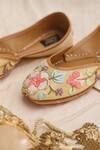 Shop_Stitched soles_Multi Color Embroidered Gulner Pastel Flower Juttis _at_Aza_Fashions