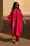 Gulaal_Pink Cotton Sequins Round Neck Hand Embroidered Kaftan And Pant Set _Online_at_Aza_Fashions