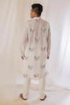 Shop_Vaani Beswal_Off White Handwoven Cotton Silk Embroidery Floral Mandarin Collar Kurta _at_Aza_Fashions