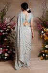 Shop_Shasha Gaba_Blue Viscose, Chanderi, Organza, Modal, Printed Tender Love Saree With Blouse _at_Aza_Fashions