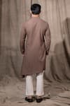 Shop_Shreyansh Designs_Brown Cotton Linen Blend Solid Overlap Full Sleeve Kurta  _at_Aza_Fashions