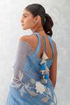 Shop Devnaagri Blue Shimmer Organza Sheer Saree With Blouse at Aza Fashions Shop_Devnaagri_Blue Shimmer Organza Sheer Saree With Blouse_at_Aza_Fashions
