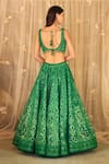 Shop_Shyam Narayan Prasad_Green Brocade Embroidered Applique Scoop Neck And Thread Work Bridal Lehenga Set _at_Aza_Fashions