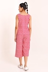 Shop_Pheeta_Pink Cotton Leheriya Round Pattern Top And Pant Set _at_Aza_Fashions