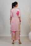 Shop_Garo_Pink Modal, Satin Tassels Round Neck Printed Kurta And Pant Set _at_Aza_Fashions