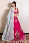Shop_Kesar Studio_Pink Bamboo, Chiffon Embroidery Scoop Neck Floral Bunch Lehenga Set _at_Aza_Fashions