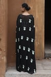 Shop_Nitisha Kashyap Official_Black Crepe, Georgette Sequins, Mirrors Floral Embroidered Cape Skirt Set _at_Aza_Fashions