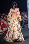 Shop_Mahima Mahajan_Ivory Organza Satin And Shantoon Floral One Off Bustier & Lehenga Set _at_Aza_Fashions