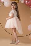 Shop_Darleen Kids Couture_White Net, Satin Embroidery, Sequins Butterfly Blush Dress _at_Aza_Fashions