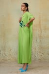 Shop_Style Junkiie_Green Crepe Embroidered Sequins Lapel Collar Jumpsuit  _at_Aza_Fashions