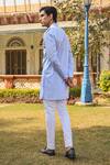 Shop_Raw & Rustic By Niti Bothra_Blue Silk Embroidery Lucknowi Kurta _at_Aza_Fashions