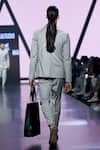 Shop_Tisa - Men_Grey Terry Rayon Notched Lapel Collar Bandhgala Jacket And Pant Set _at_Aza_Fashions