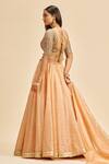 Shop_Nitika Gujral_Peach Dupatta And Lehenga Organza & Blouse Net Embroidery Zari Mukaish Work Set _at_Aza_Fashions