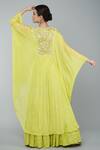 Shop_Keith Gomes_Yellow Chiffon, Crepe, Georgette Beads Round Embellished Tunic And Gharara Set _at_Aza_Fashions