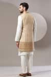 Shop_Kasbah_Beige Georgette Embroidered Geometric Long Nehru Jacket _at_Aza_Fashions