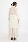 Shop_Jayati Goenka_White Cotton Handblock Print Checks Wrap Checkered Tunic With Skirt _at_Aza_Fashions